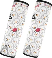 Car Seat Belt Pads 2 Pcs Breathable Car Safety Seat Belt Strap Shoulder Pad Baby Seat Shoulder Strap Cover Car Accessories for Adults and Kids M Christmas Pattern Cute Snowman Heads