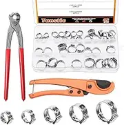 42Pcs 9 inch Ear Clamp Pliers with 5 Sizes 304 Stainless Steel Single Ear Hose Clamps and PEX Tube Cutter, Pincer Crimper Tool Ear Clamp Pliers Crimper Nail Puller