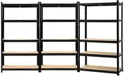 Giantz 1.8M x 0.9M 3pcs Garage Shelving, Warehouse Racking System Racks Storage Shelves Industrial Commercial Organize Capacity, 5 Galvanised Steel Adjustable 1000KG Assembly Easy Black