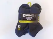 AND1 Grey 12 Pair ProPlatinum Low Cut Ankle Socks Arch Compression Gray
