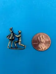Beautiful Brass Engagement Proposal Keepsake Dollhouse Miniature Figurine