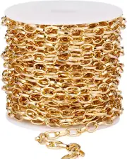33FT Gold Paperclip Chains Spool, 5Mm Aluminum Cable Link Chain Roll Bulk for DI