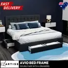 Artiss Avio Double Bed Frame Upholstered Grey Fabric Modern Look Gift AU Stock