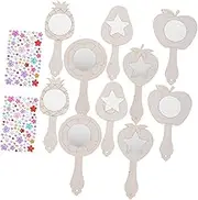 GLEAVI 10 Sets Wooden Handheld Mirror Travel Mirror Wood Mirror Craft Birthday Favors Mirror Party Favors Photo Prop Portable Mirror Bulk Craft for Photo Booth Props to Drill