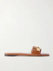 [TOM FORD] TOM FORD - Embellished Leather Slides - Tan - IT39 IT 39 Brown
