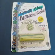 Amaco Polymer Friendly Clay Millefiori Cane Slice & Bake Art Beads Green Yellow