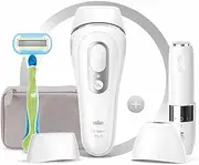 Braun IPL Silk Expert Pro 3 Hair Removal Device for Men and Women, Hair Removal, Brown Face Mini, Venus Razor & Bag, Laser Hair Removal, Women, PL3139, White/Silver