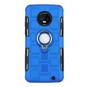 2Pcs For Motorola Moto G6 Plus 2 In 1 Cube PC + TPU Protective Case with 360 Degrees Rotate Silver Ring Holder(Blue)