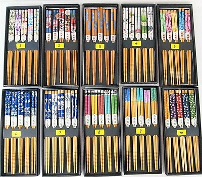 5 PAIRS BAMBOO CHOPSTICKS WITH GIFT BOX