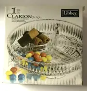 Libbey Clarion Clear Glass Divided Serving Platter 7"- NIB