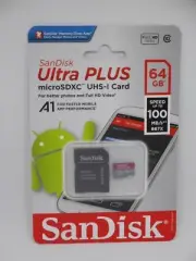 New SanDisk Ultra Plus 64GB 667x Class 10 UHS-I U1 Memory Card with SD Adapter