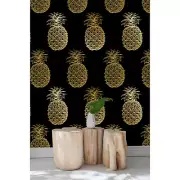 Luxurious Pineapple removable wallpaper Watercolor wall mural floral decor fruit
