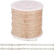 Sparkeads 32.8 Feet Rose Gold Chains Iron Flat Oval Cable Chains Metal Link Chains Soldered with Spool Bulk for Jewelry Craft Necklace Lanyard Bracelet DIY Women Earring Valentine