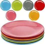 Peohud 6 Pack Melamine Plates, 11 Inches 100% Melamine Dinner Plates, Flat Bottom Dinnerware Dishes for Daily Indoor Outdoor Use, Dishwasher Safe, Break-resistant, MultiColor