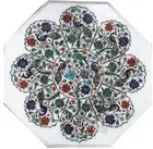 White Marble Hallway Side Table Top Nature Pattern Inlay Work Coffee Table