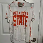 NWT” OSU OKLAHOMA STATE COWBOYS Orange/White Tie-Dye T-Shirt - Women Sz L