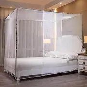 Niemro White Mosquito Net Tent for Bed，One Side Opening Canopy Netting Curtain Net for Bedroom Decoration for Queen Size（Without Bed Frame）