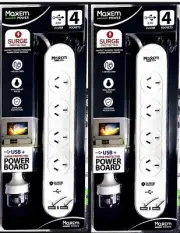 2Pc Power Strip 4 Plug Outlet & 2 USB 1 Meter Power Charger Extension Cord