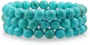 [Bling Jewelry] Unisex Stackable Set of 3 Gemstone Round Bead 8MM Stretch Bracelet for Women Teen Men Multi Strand Stacking Adjustable