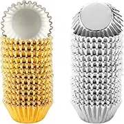 1000 PCS Cupcake Liners 1.25" Mini Foil Baking Cups Wrapper Muffin Cases Gold and Silver Tulip Paper Cups for Baby Shower, Birthday Party, Weddings Decorations