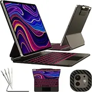 Edge Keyboard Case for 2024 iPad Pro 13-inch (M4),Ultra-Slim Detachable Protective Case,Portrait&Typing Modes,Multi-Touch Trackpad,11-Color Backlight,Magnetic Stand,Pencil Holder,Carbon Fiber