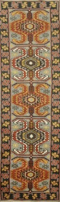 Light Blue Kazak Handmade Runner Rug 3x10 Geometric Oriental Tribal Carpet