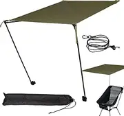 shjxi Chair Awning Umbrella, Camping Chair Umbrella, Retractable Beach Umbrella with Awning, Uv Protection Beach Shade for Chair, Adjustable Beach Awning for Fishing Chair, Army green, Refer to