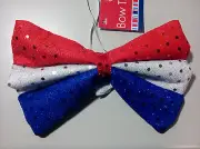 Red White And Blue Sequin Dot Fabric Bow Tie One Size