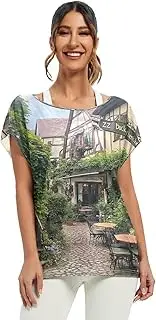 [RPLIFE] Old German Town Batwing Top, Womens Tops Casual Chic Batwing Sleeve Blouses Women S-XXL