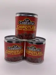 La Costena Chipotles Peppers In Adobo Sauce Lot 3 Cans 3.7 Oz B/b 03/26