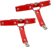 [LJJCSFF] 2 PCS Punk Garter Belt Heart Garter Thigh Red Leg Garters with Clips Adjustable Leg Harness Women Gothic Leg Straps Fashion, Red