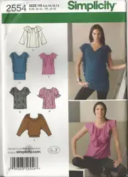 SIMPLICITY 2554 MISSES SIZE 6-14 In K Designs KNIT & WOVEN TOPS SEWING PATTERN