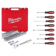 Milwaukee Ratchet+Socket Set 1/2" Drive SAE/Metric w/ Screwdriver Set (55-PCS)