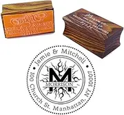 Personalized Wood Mounted Rubber Logo Stamp Custom Round Address Stamp Engagement Gift