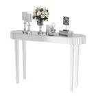 Eye-catching Silver Mirrored Console Table Entryway Desk Large Glass Furniture