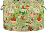 Yoogain Cartoon Fruit Cake Green storage basket and waterproof toy storage bins with sturdy handle round outdoor tall for toys book clothing