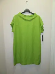 TAHARI ARTHUR S. LEVINE KEVIN TUNIC LONG LINEN BLEND AVOCADO GREEN SIZE 14