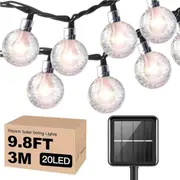 Solar String Lights Outdoor Globe Fairy Lights Waterproof Solar Patio Outdoor Hanging Lights (3M 20LED, Yellow)