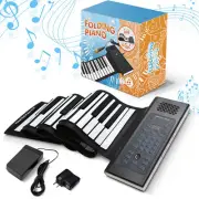 Roll Up Piano Folding Portable Keyboard With Pedal | 61Keys | Music Gifts for...
