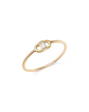 Zoe Chicco 14K Yellow Gold Baguette Diamonds Diamond Baguette Oval Link Ring, 0.06 ct. t. w.