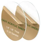 2 Pieces 1/4" Round Plexiglass Sheet, 7 Inch Diameter Clear Acrylic Circle, R...