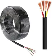4 Conductor Pure Copper Wire 18/20/22/24/26/28 AWG Shielded Cable PVC Cable Oxygen-free Copper Cable, UL Certified, Four Core Sheathed Wire Electronic Wire For Outdoor Lighting Car Battery(50ft,22AWG-