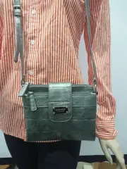 New with Tag Nine West Women's TEX Mini Cross Body Bag Gun Metal Leather
