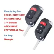 Flip Remote Car Key Fob ASK 433MHZ PCF7939M 4A Chip for Jeep Wrangler OHT1130261