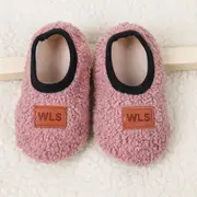 Fashion Baby Slippers Winter Anti-slip Toddler Soft Plush Floor Sock Pink M