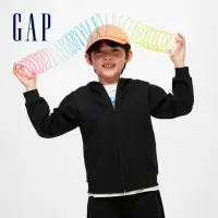 在飛比找momo購物網優惠-【GAP】男童裝 Logo連帽外套 空氣三明治系列-黑色(8