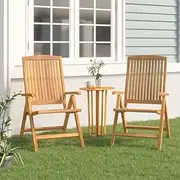 Solid Wooden Garden Chairs, Outdoor Patio Lounge Furniture - Reclining Deck Chair for Garden, Chairs, Balcony & Foldable Bistro Seating, Set of
