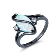 Nevenka S-shaped Diamonds Opal Rings for Women-Black
