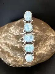 Gorgeous Blue Larimar Navajo Sterling Silver Ring Size 6.5 15980