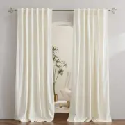 Wool White Velvet Curtains 84 inch for Living Room with Back Tab Top - Heat I...